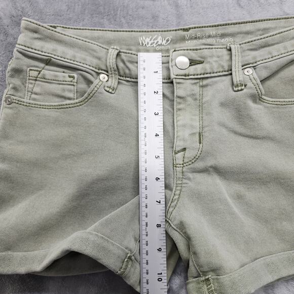 Mossimo Shorts Womens 6/28R Green Mid Rise Midi Cuffed Stretch Denim Casual - Picture 3 of 14